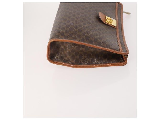 Céline Clutch CELINE Macadam Canvas PVC Pelle 3 Set Marrone Auth 180239 - vista 4