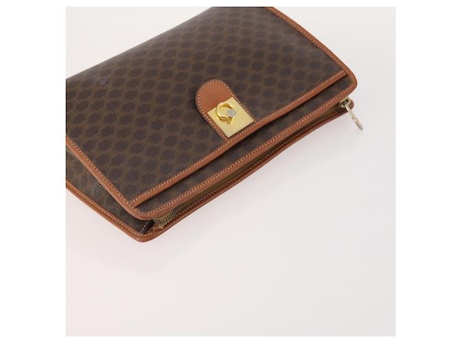 Céline Clutch CELINE Macadam Canvas PVC Pelle 3 Set Marrone Auth 180239 - vista 5