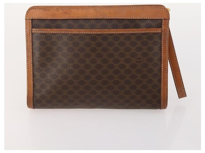 Céline Clutch CELINE Macadam Canvas PVC Pelle 3 Set Marrone Auth 180239 - vista 9