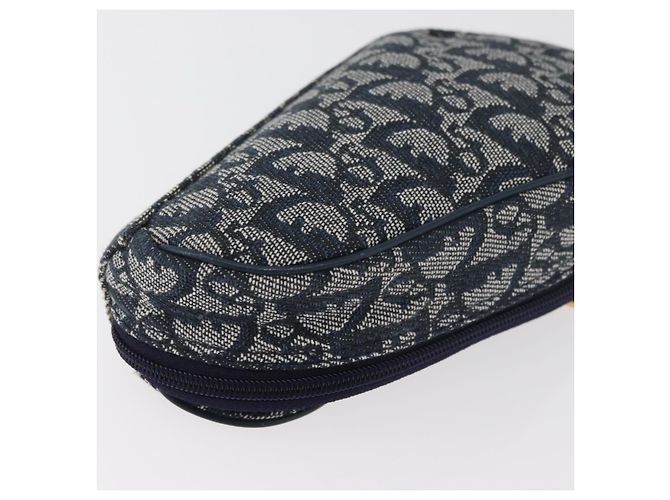 Pochette Saddle Christian Dior Trotter Canvas Navy Gold Auth 181372A D'oro Blu navy - vista 10