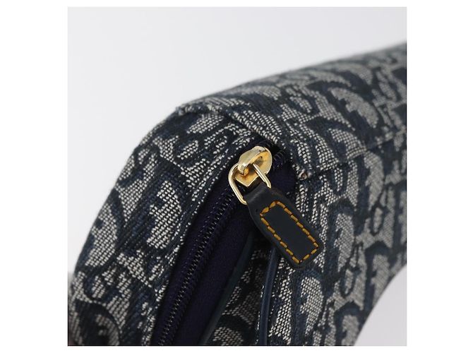 Pochette Saddle Christian Dior Trotter Canvas Navy Gold Auth 181372A D'oro Blu navy - vista 12
