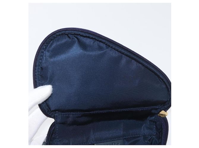 Pochette Saddle Christian Dior Trotter Canvas Navy Gold Auth 181372A D'oro Blu navy - vista 15