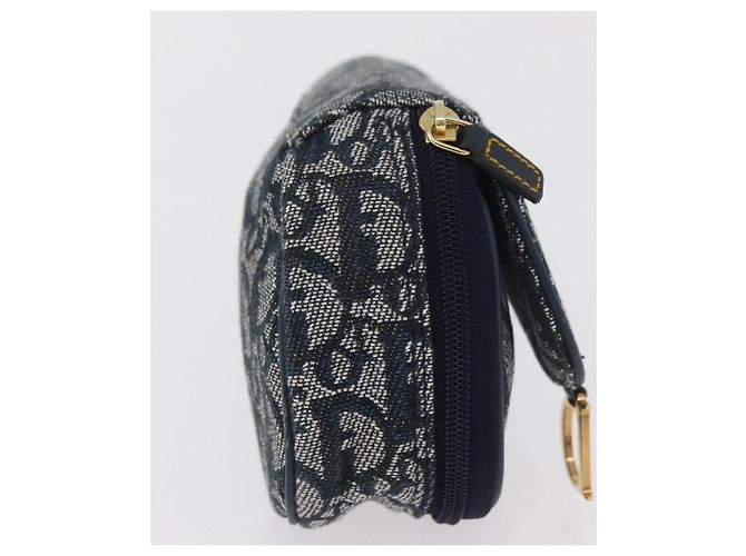 Pochette Saddle Christian Dior Trotter Canvas Navy Gold Auth 181372A D'oro Blu navy - vista 5