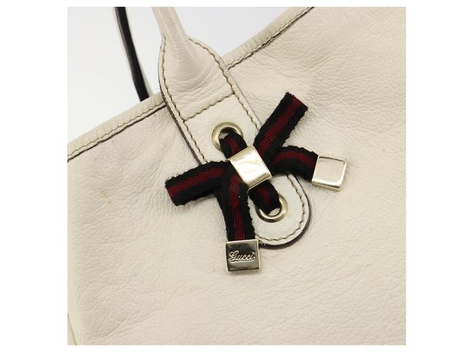GUCCI Princi Tote Bag Leder Weiß Gold 163805 Auth 165261 - Ansicht 14