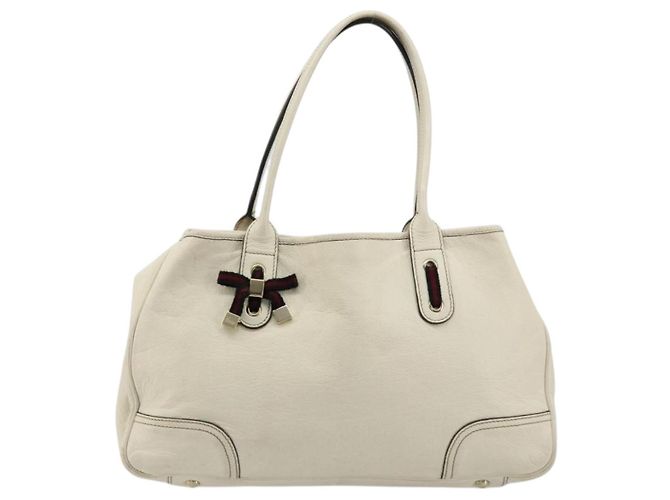 GUCCI Princi Tote Bag Leder Weiß Gold 163805 Auth 165261 - Ansicht 2