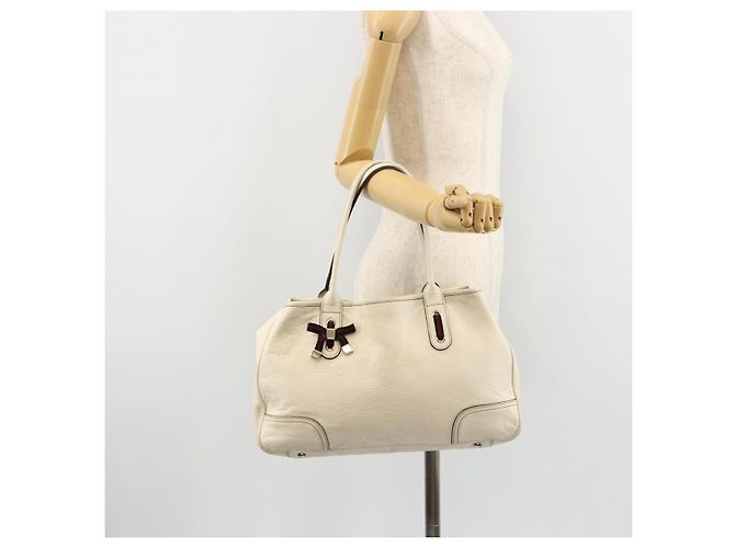 GUCCI Princi Tote Bag Leder Weiß Gold 163805 Auth 165261 - Ansicht 22