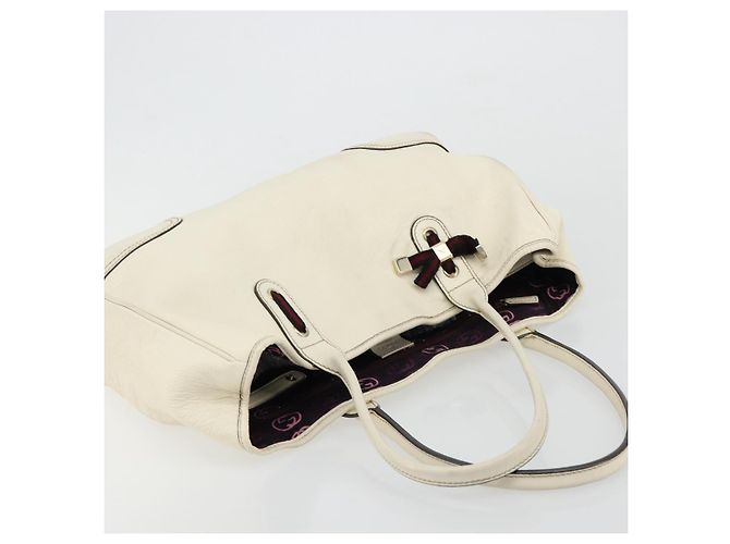 GUCCI Princi Tote Bag Leder Weiß Gold 163805 Auth 165261 - Ansicht 6