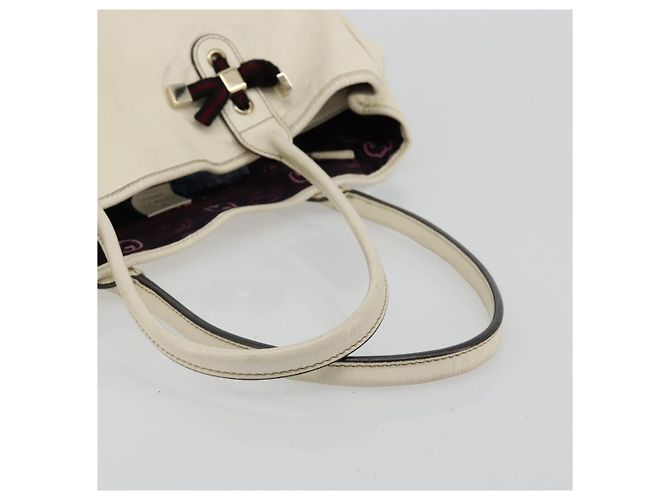 GUCCI Princi Tote Bag Leder Weiß Gold 163805 Auth 165261 - Ansicht 7