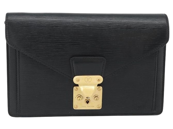 LOUIS VUITTON Epi Serie Dragonne Clutch Bag Black Noir M52612 LV Auth 180593 Nero - vista 13