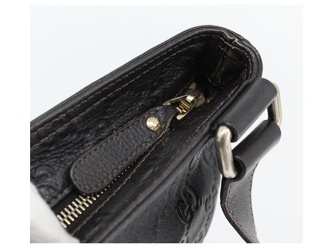 Borsa GUCCI GG Canvas Guccissima in Pelle Marrone Scuro Argento 201446 Auth 181269 - vista 14