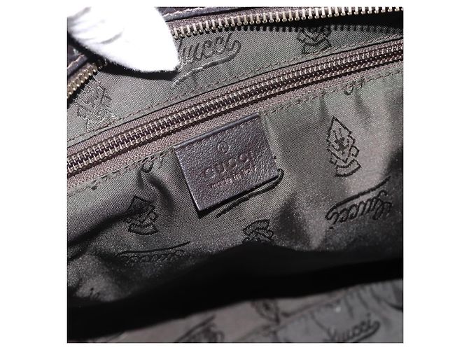 Borsa GUCCI GG Canvas Guccissima in Pelle Marrone Scuro Argento 201446 Auth 181269 - vista 15