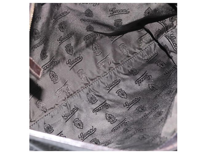 Borsa GUCCI GG Canvas Guccissima in Pelle Marrone Scuro Argento 201446 Auth 181269 - vista 16