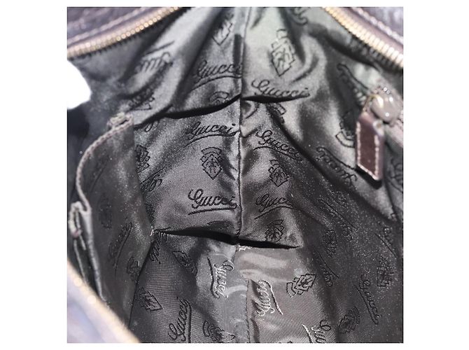 Borsa GUCCI GG Canvas Guccissima in Pelle Marrone Scuro Argento 201446 Auth 181269 - vista 18