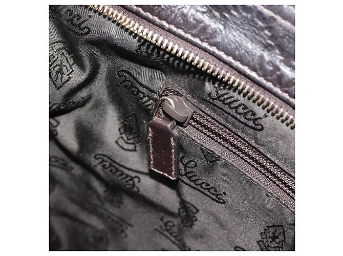 Borsa GUCCI GG Canvas Guccissima in Pelle Marrone Scuro Argento 201446 Auth 181269 - vista 19