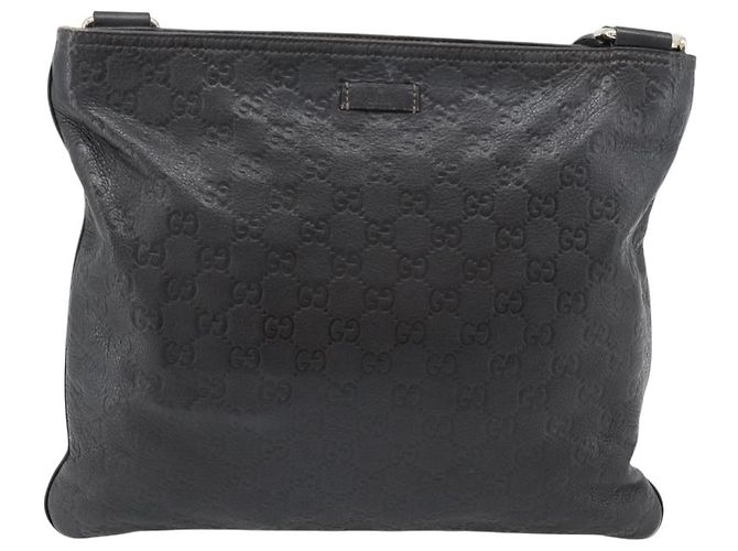 Borsa GUCCI GG Canvas Guccissima in Pelle Marrone Scuro Argento 201446 Auth 181269 - vista 2