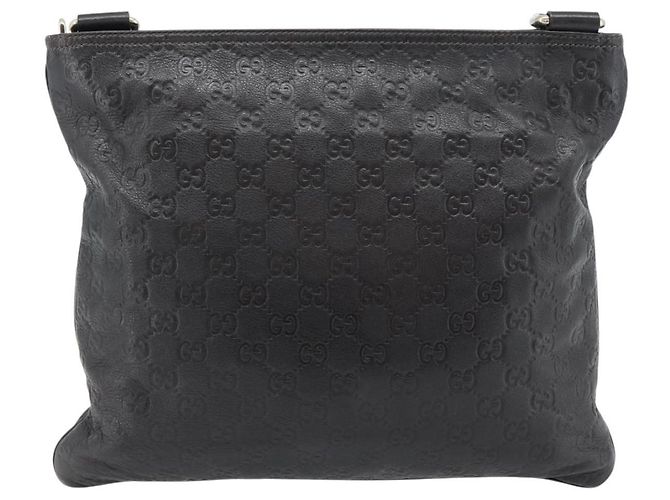 Borsa GUCCI GG Canvas Guccissima in Pelle Marrone Scuro Argento 201446 Auth 181269 - vista 3