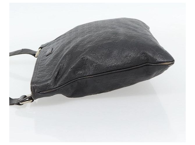 Borsa GUCCI GG Canvas Guccissima in Pelle Marrone Scuro Argento 201446 Auth 181269 - vista 4