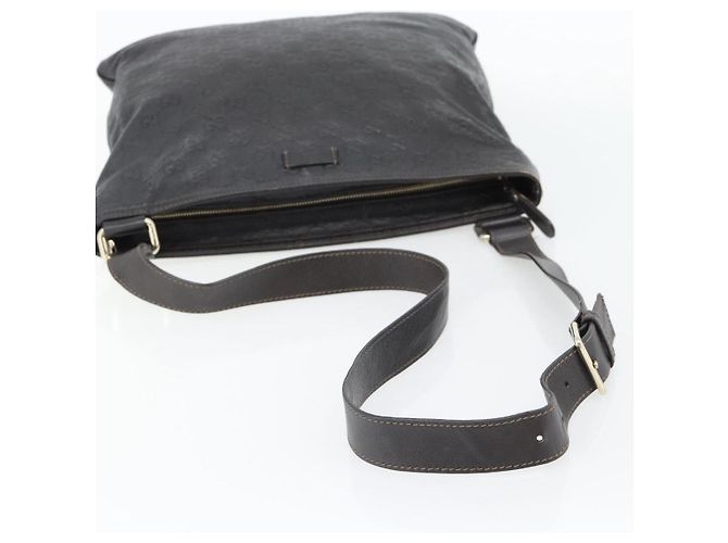 Borsa GUCCI GG Canvas Guccissima in Pelle Marrone Scuro Argento 201446 Auth 181269 - vista 7