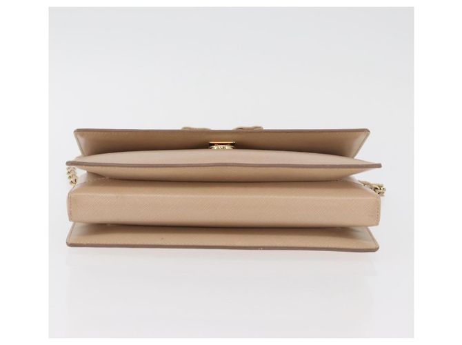 Borsa a Spalla Salvatore Ferragamo Vala Chain in Pelle Oro Beige Auth BA13006 D'oro - view 10