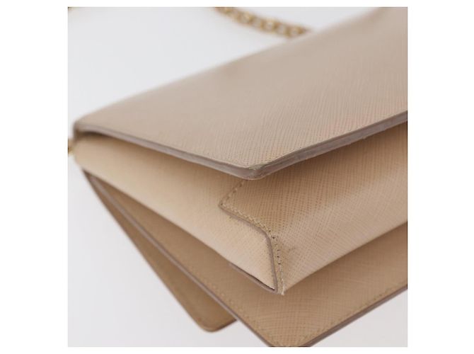 Borsa a Spalla Salvatore Ferragamo Vala Chain in Pelle Oro Beige Auth BA13006 D'oro - view 13