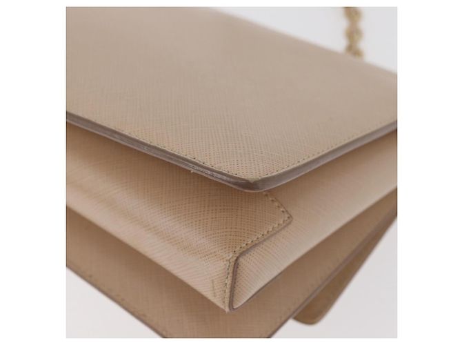 Borsa a Spalla Salvatore Ferragamo Vala Chain in Pelle Oro Beige Auth BA13006 D'oro - view 14
