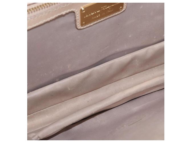 Borsa a Spalla Salvatore Ferragamo Vala Chain in Pelle Oro Beige Auth BA13006 D'oro - view 18