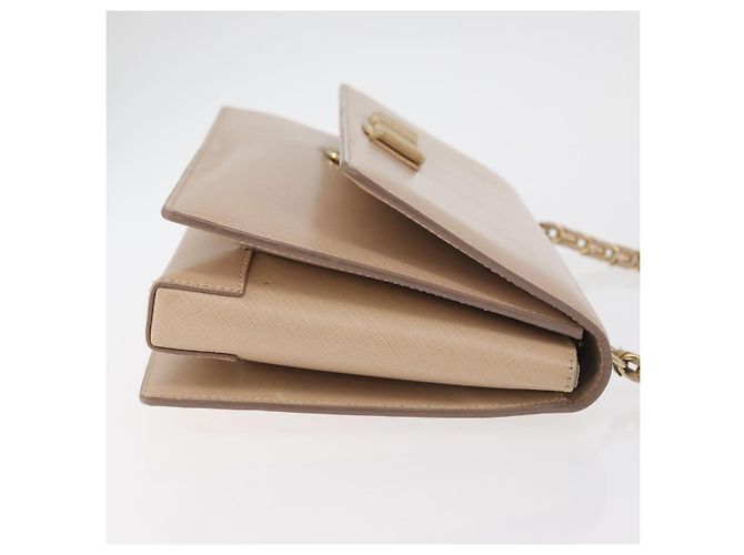 Borsa a Spalla Salvatore Ferragamo Vala Chain in Pelle Oro Beige Auth BA13006 D'oro - view 4