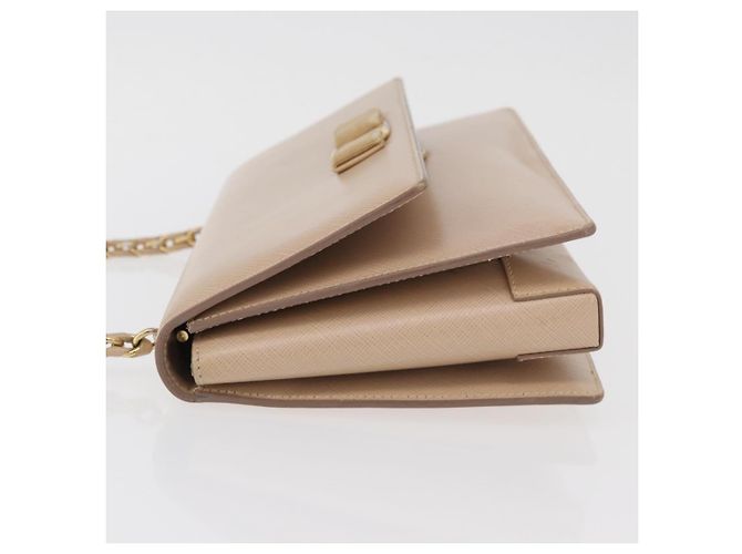 Borsa a Spalla Salvatore Ferragamo Vala Chain in Pelle Oro Beige Auth BA13006 D'oro - view 5