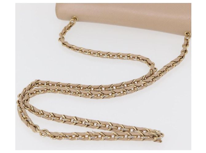 Borsa a Spalla Salvatore Ferragamo Vala Chain in Pelle Oro Beige Auth BA13006 D'oro - view 7