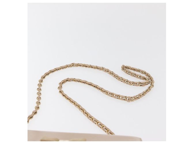 Borsa a Spalla Salvatore Ferragamo Vala Chain in Pelle Oro Beige Auth BA13006 D'oro - view 8