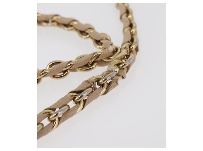 Borsa a Spalla Salvatore Ferragamo Vala Chain in Pelle Oro Beige Auth BA13006 D'oro - view 9