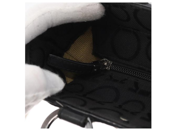 Salvatore Ferragamo Gancini Tote Bag Canvas Schwarz Silber Auth BA12719 - Ansicht 15