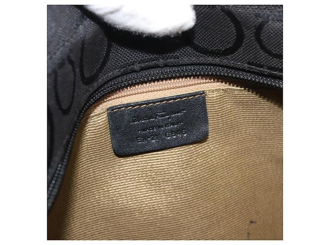 Salvatore Ferragamo Gancini Tote Bag Canvas Schwarz Silber Auth BA12719 - Ansicht 16