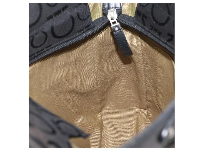 Salvatore Ferragamo Gancini Tote Bag Canvas Schwarz Silber Auth BA12719 - Ansicht 19