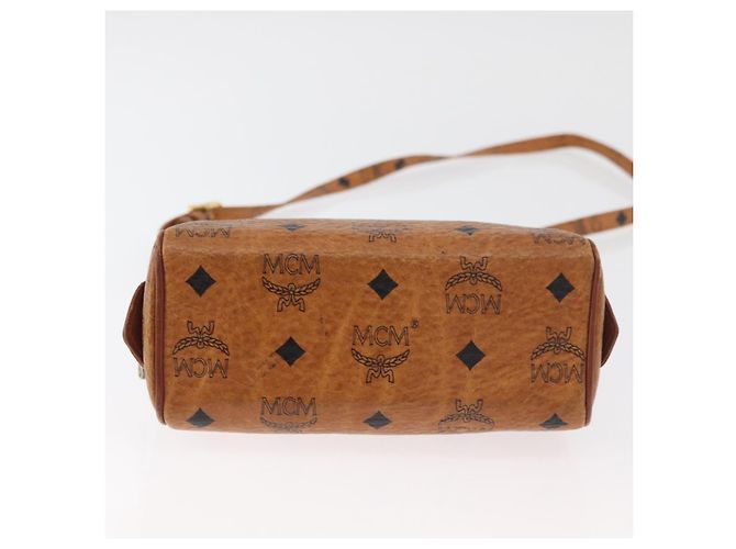 Borsa Mini Boston MCM Logogram Vicetos in PVC 2way Marrone Oro Auth 179932 D'oro - vista 11