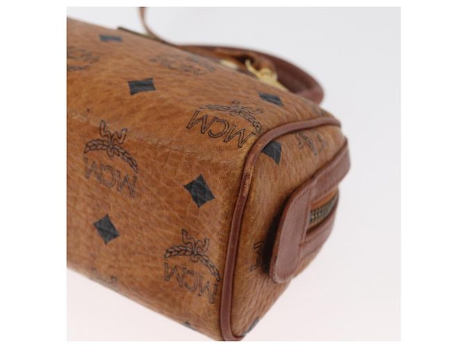 Borsa Mini Boston MCM Logogram Vicetos in PVC 2way Marrone Oro Auth 179932 D'oro - vista 13