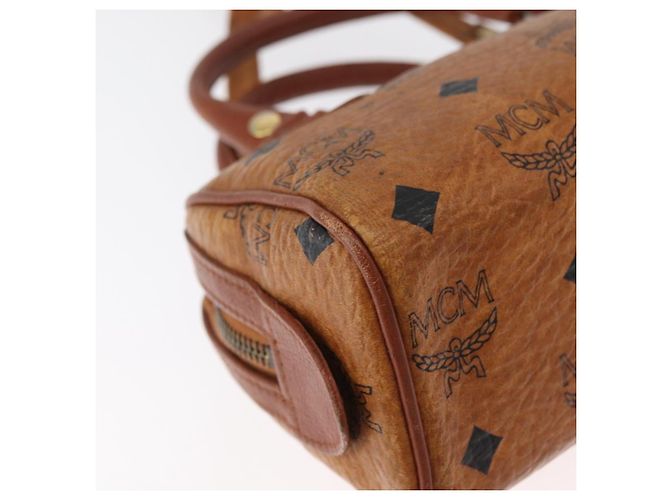 Borsa Mini Boston MCM Logogram Vicetos in PVC 2way Marrone Oro Auth 179932 D'oro - vista 14