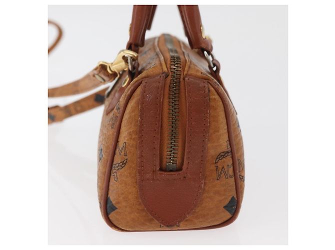Borsa Mini Boston MCM Logogram Vicetos in PVC 2way Marrone Oro Auth 179932 D'oro - vista 4