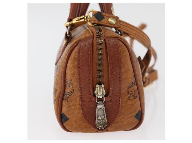 Borsa Mini Boston MCM Logogram Vicetos in PVC 2way Marrone Oro Auth 179932 D'oro - vista 5