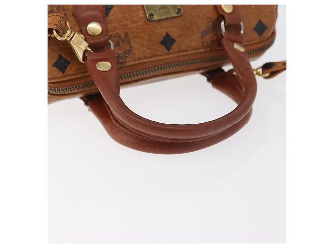 Borsa Mini Boston MCM Logogram Vicetos in PVC 2way Marrone Oro Auth 179932 D'oro - vista 7