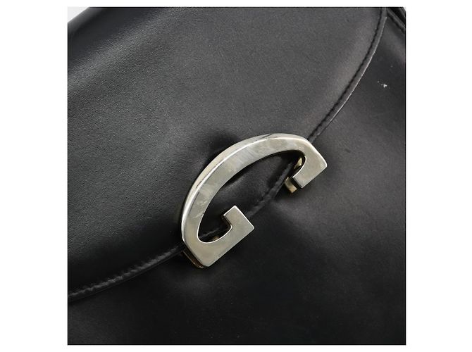 Borsa a tracolla GUCCI in pelle nera con dettagli argento Auth 180462 Nero - vista 14