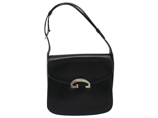 Borsa a tracolla GUCCI in pelle nera con dettagli argento Auth 180462 Nero - vista 2