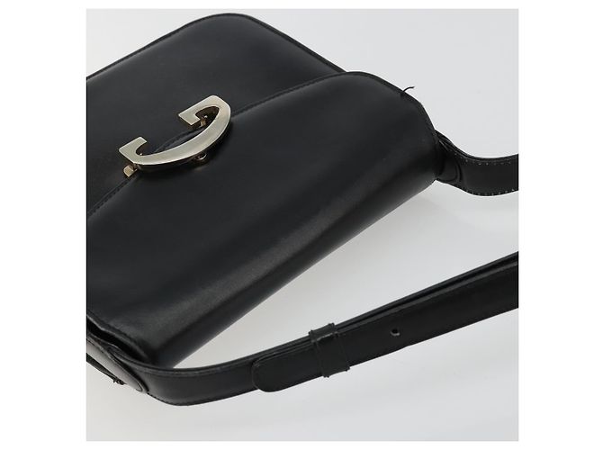 Borsa a tracolla GUCCI in pelle nera con dettagli argento Auth 180462 Nero - vista 6