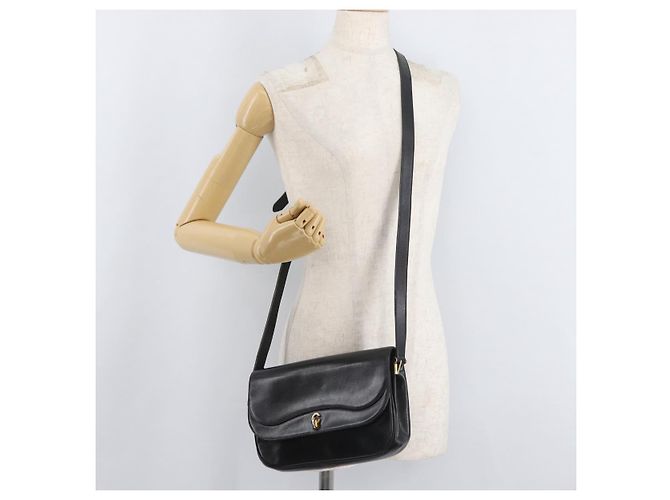 Borsa a Spalla Christian Dior in Pelle Nera e Oro Auth BA12894 Nero D'oro - vista 25