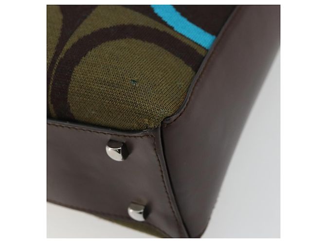 Borsa Salvatore Ferragamo Gancini in tessuti in maglia marrone argento Auth BA12720 - vista 10