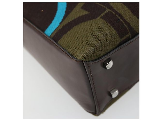 Borsa Salvatore Ferragamo Gancini in tessuti in maglia marrone argento Auth BA12720 - vista 11