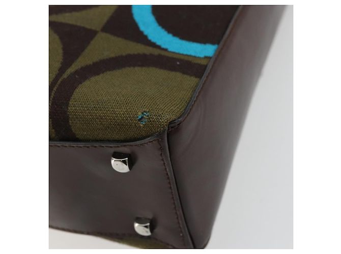 Borsa Salvatore Ferragamo Gancini in tessuti in maglia marrone argento Auth BA12720 - vista 12