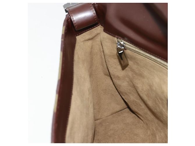 Borsa Salvatore Ferragamo Gancini in tessuti in maglia marrone argento Auth BA12720 - vista 18
