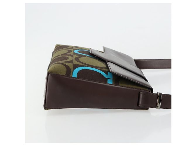 Borsa Salvatore Ferragamo Gancini in tessuti in maglia marrone argento Auth BA12720 - vista 4
