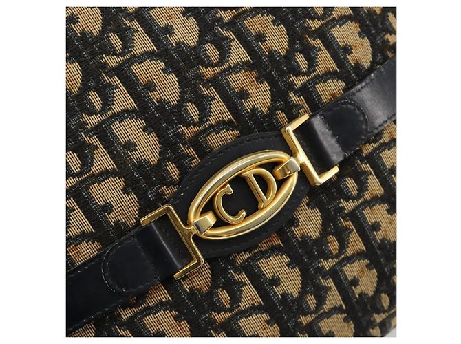 Borsa a tracolla Christian Dior Trotter Canvas Blu Navy Oro Auth 165280 D'oro - vista 14